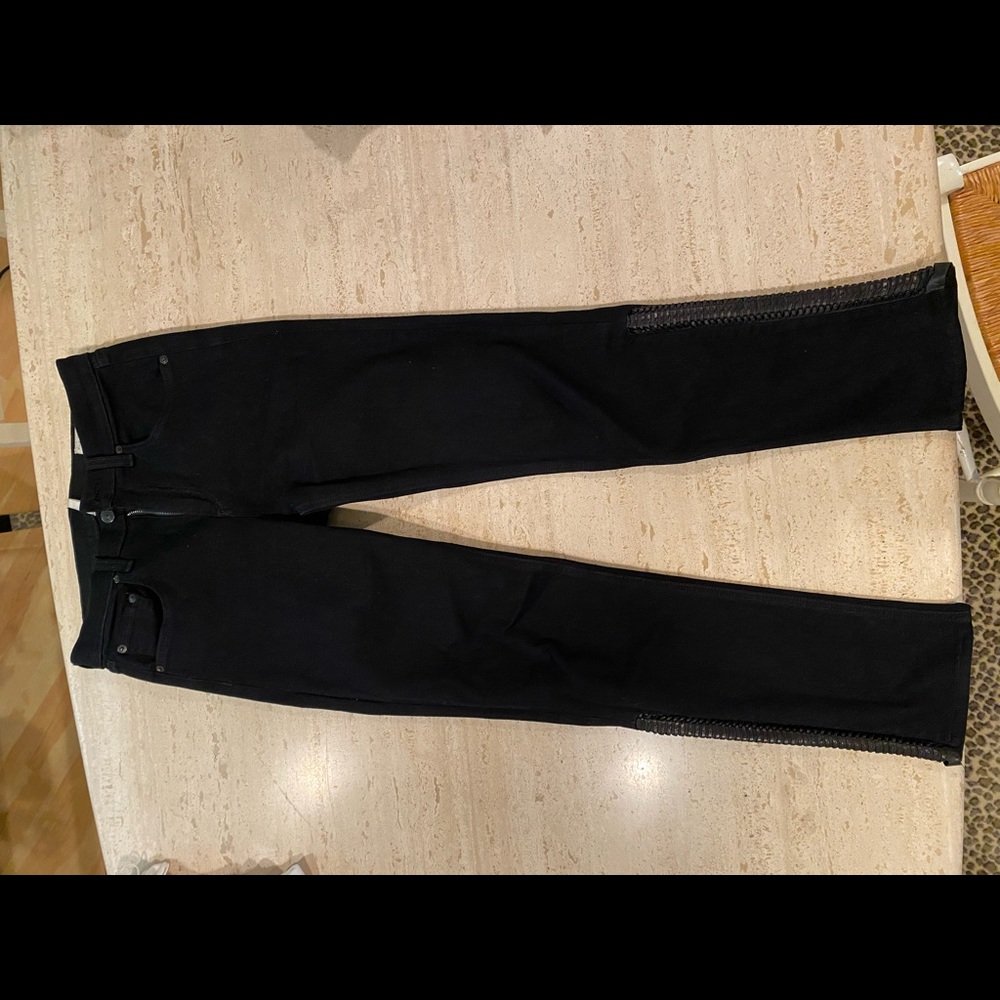 Rag and Bone black jeans with leather accents